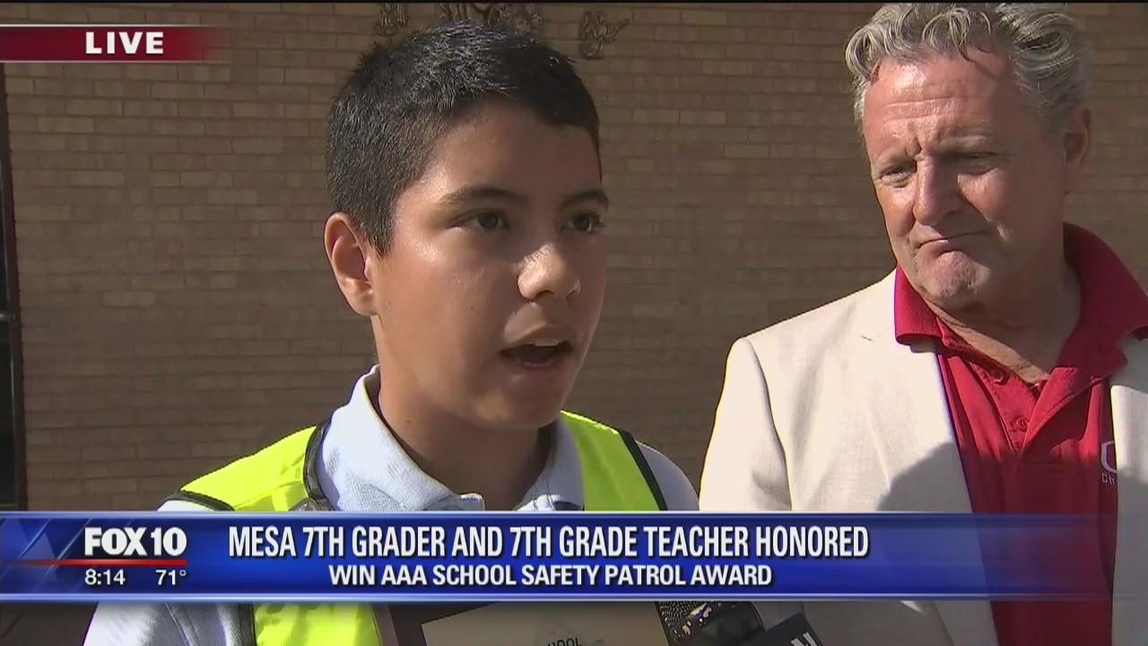 AAA awards Valley 7th grader safety patrol award