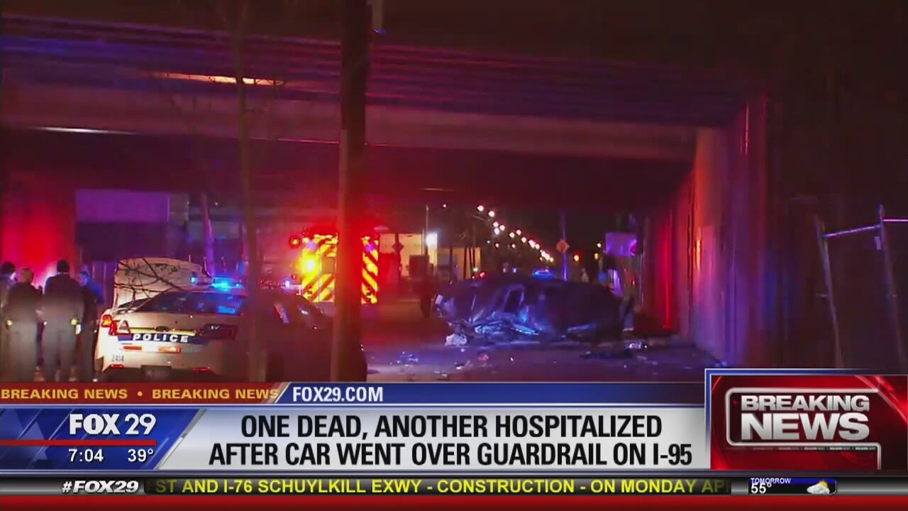 1 dead, 1 injured after car flips over I-95 guardrail