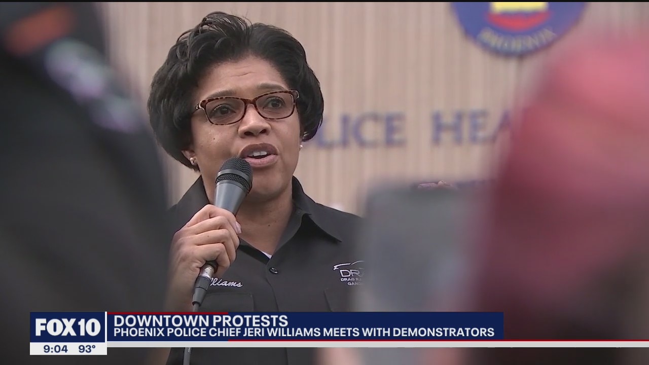 Phoenix Police Chief Jeri Williams among ranks of protesters in Downtown Phoenix