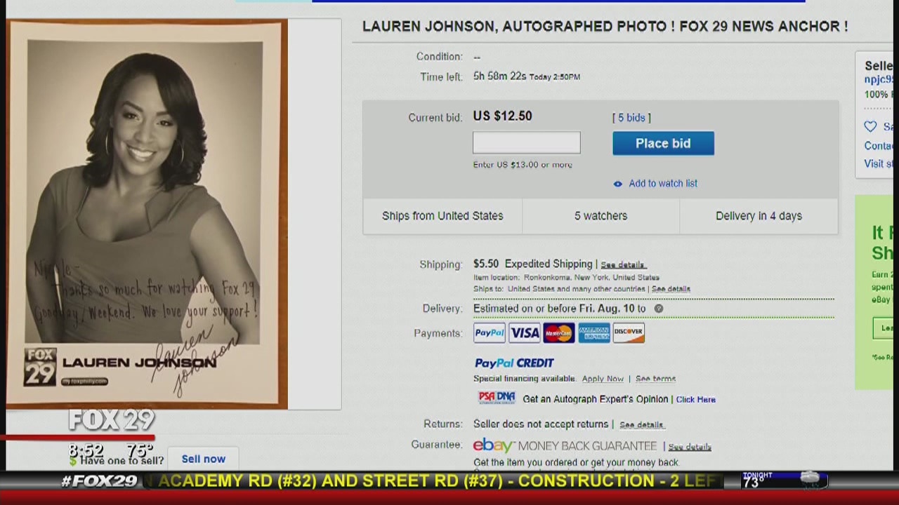 Lauren Johnson autographed photo for auction on eBay