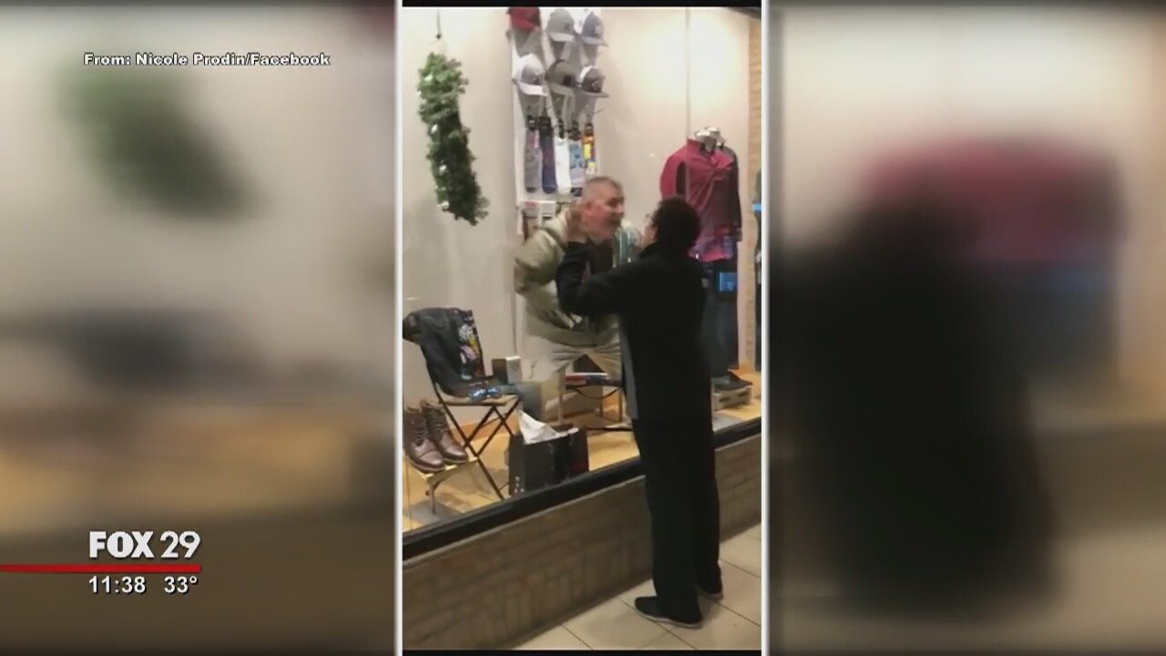 Video: Father pretends to be mannequin to surprise son with special needs