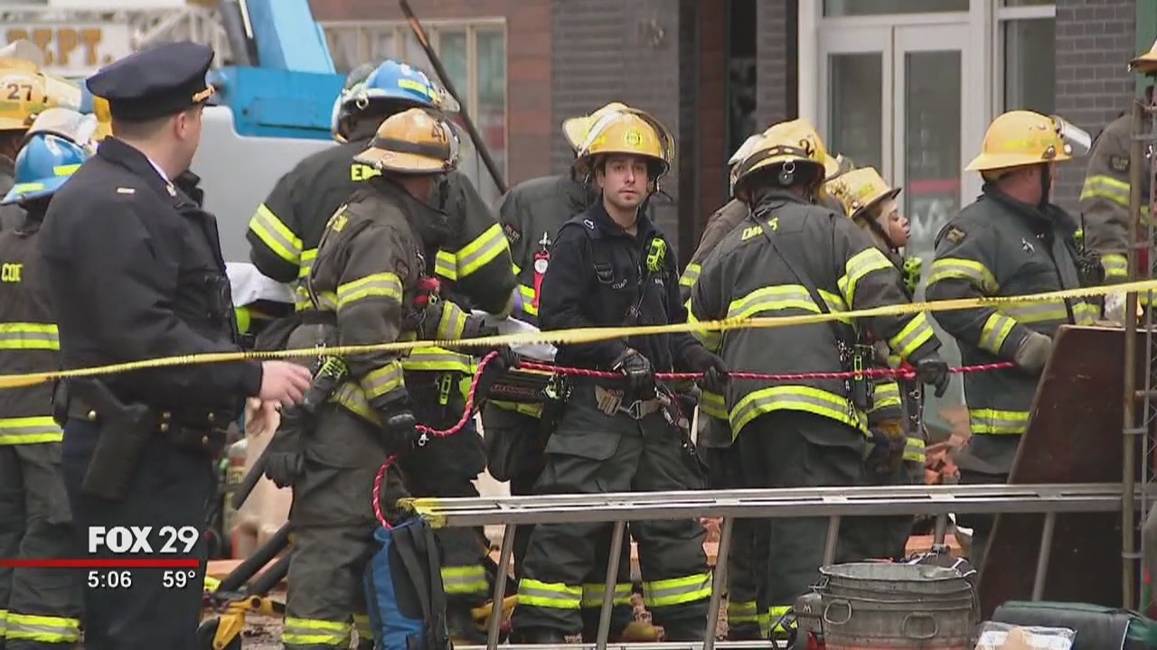 Partial building collapse briefly traps construction workers in North Philadelphia