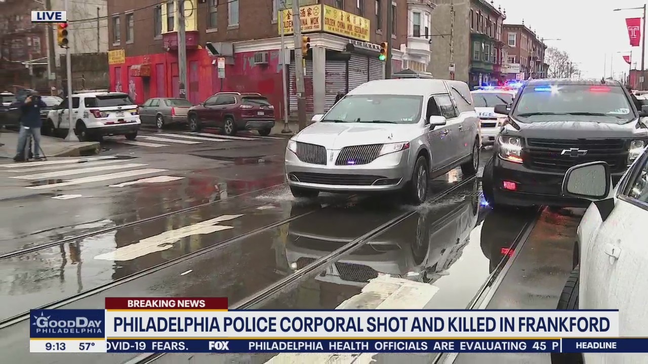 Body of slain Philadelphia police corporal escorted from Temple Hospital