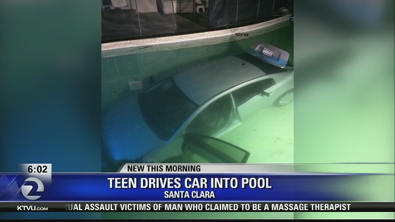 Car slams into Santa Clara pool