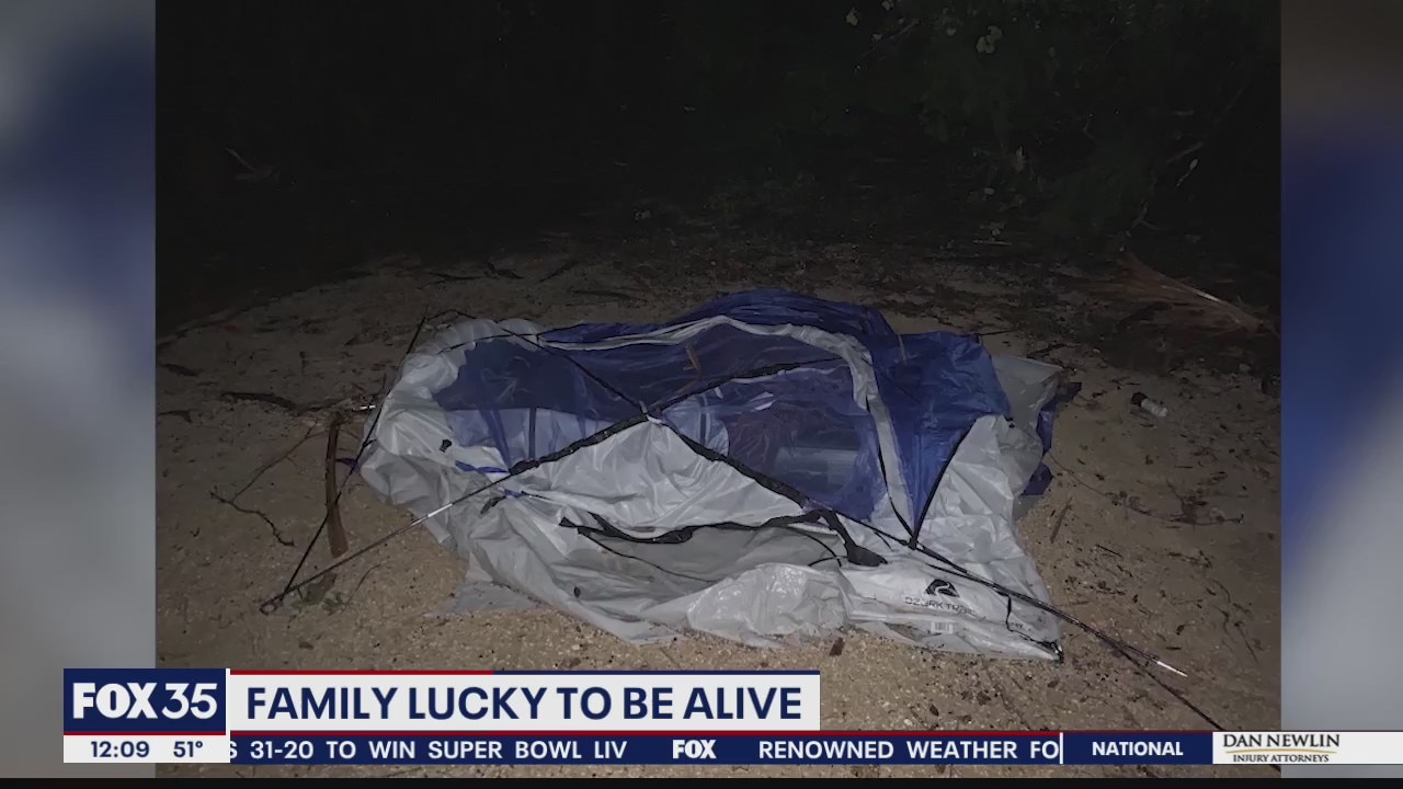 Family lucky to be alive after surviving tornado during camping trip
