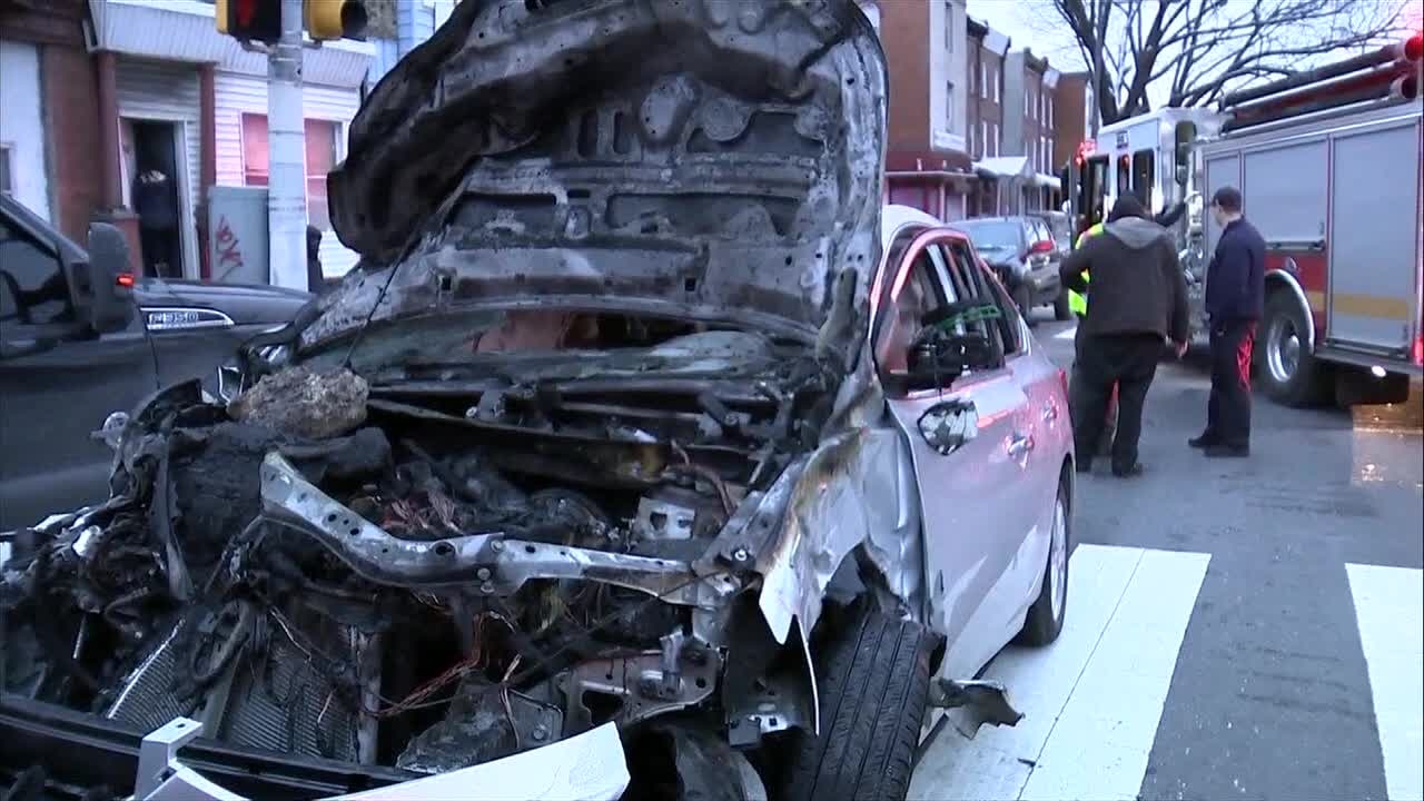 19th and Hunting Park Ave car fire scene