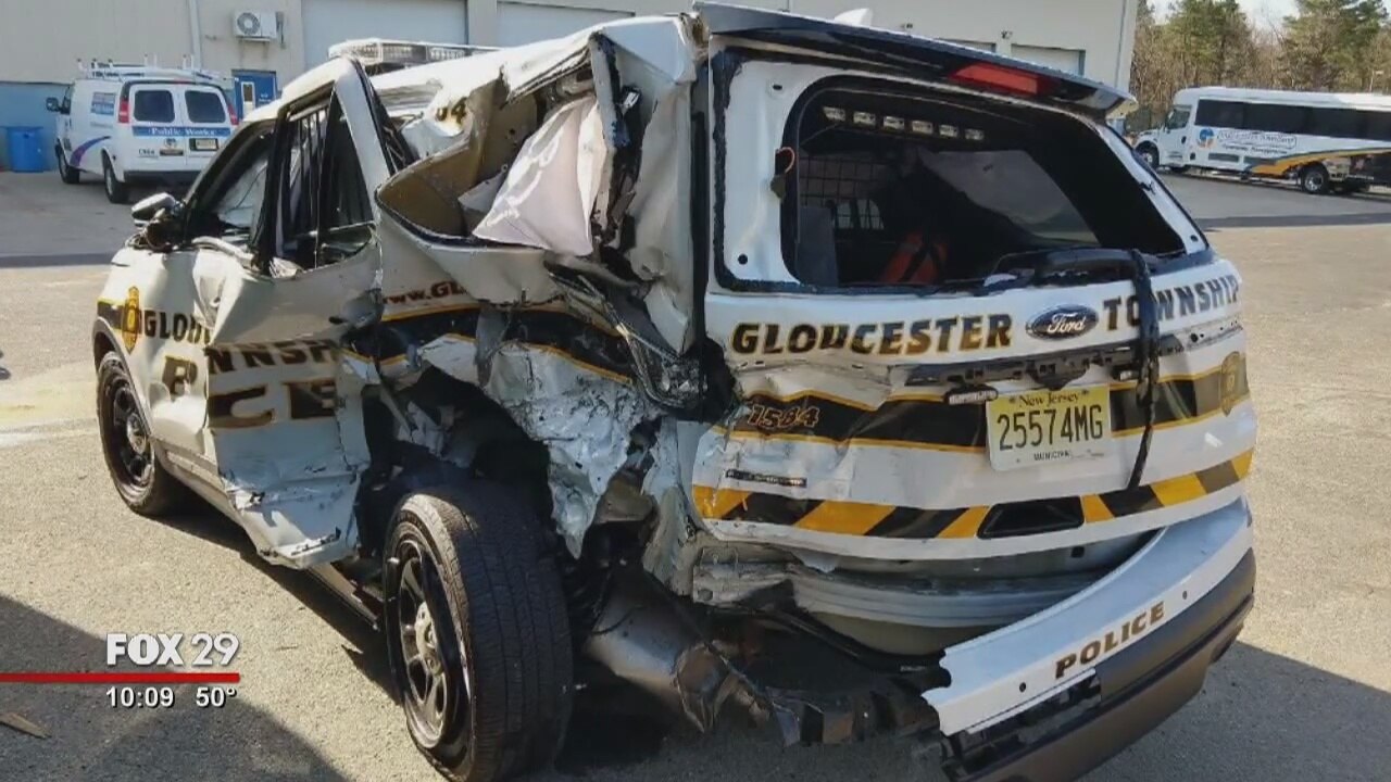 Gloucester Township officer escapes brutal crash with minor injuries