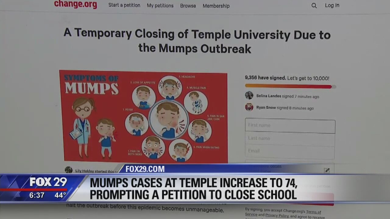 Number of Temple University mumps cases grows to 74, prompting petition to close school