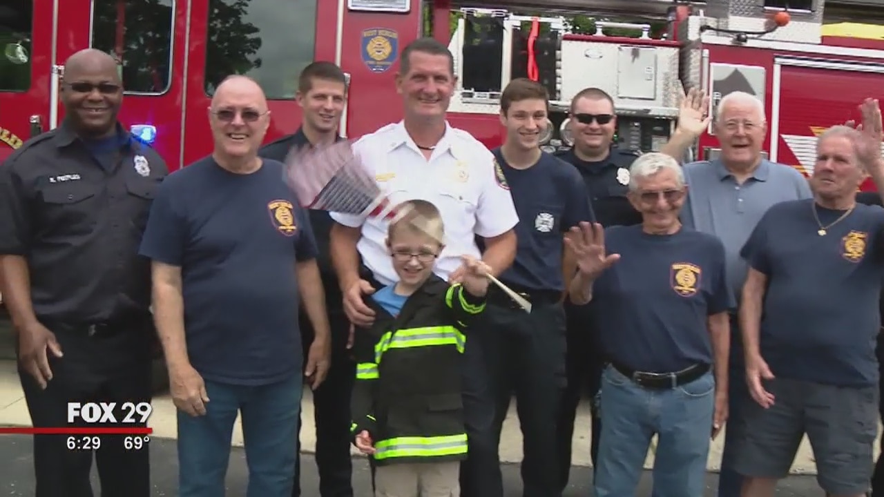 Young Conner receives wish to be a firefighter, with the help of West Berlin Fire Department