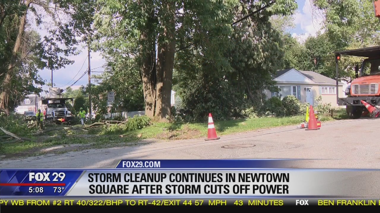 Storm cleanup continues in Newtown Square after storm cuts off power