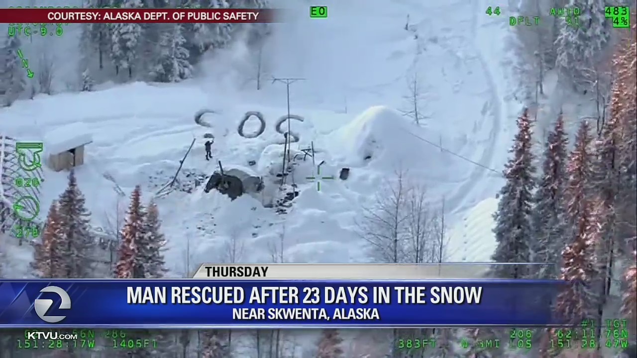 Man rescued after 23 days in the snow