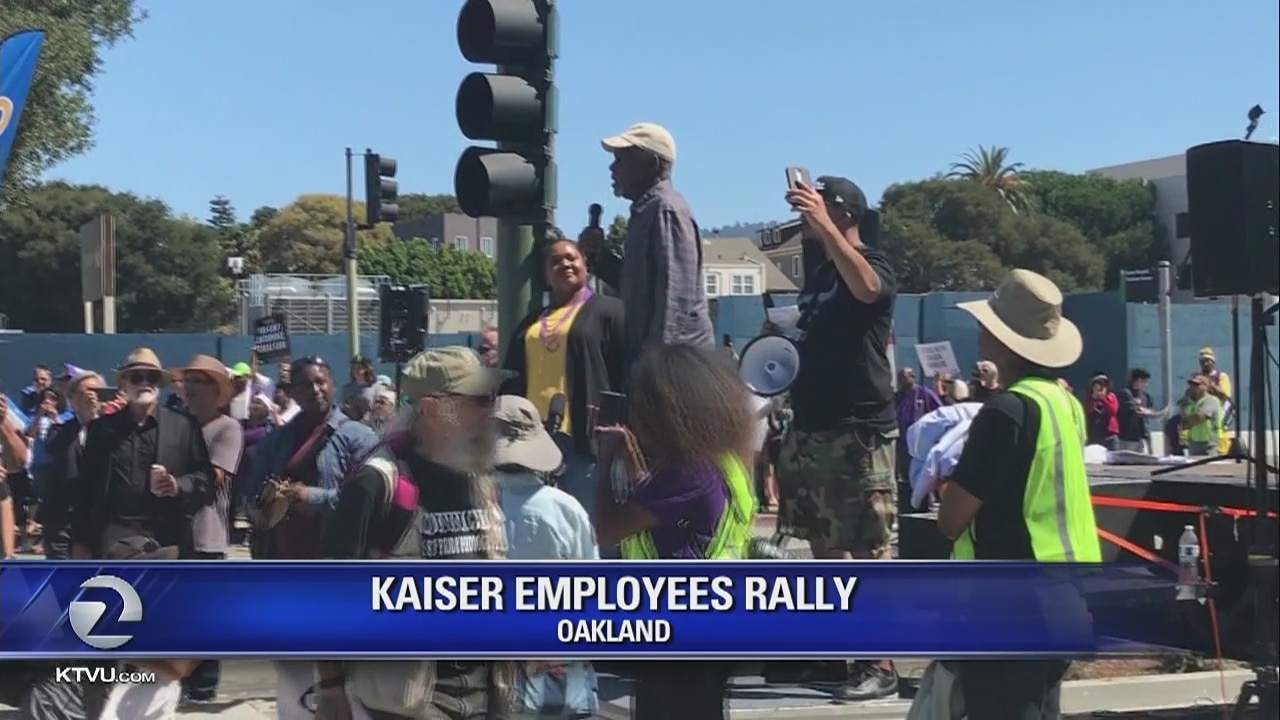 Danny Glover speaks at Kaiser protest