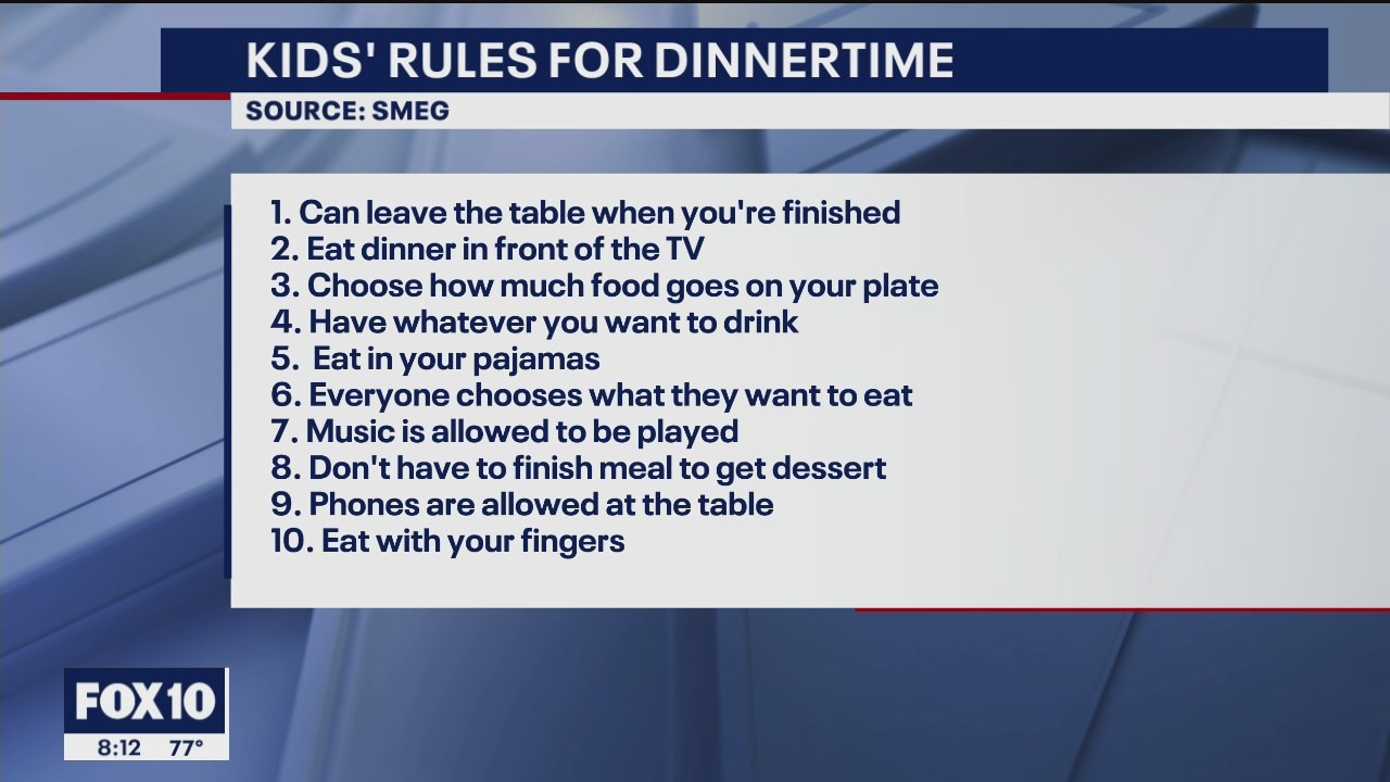 Survey: Top 10 rules for dinnertime, according to kids