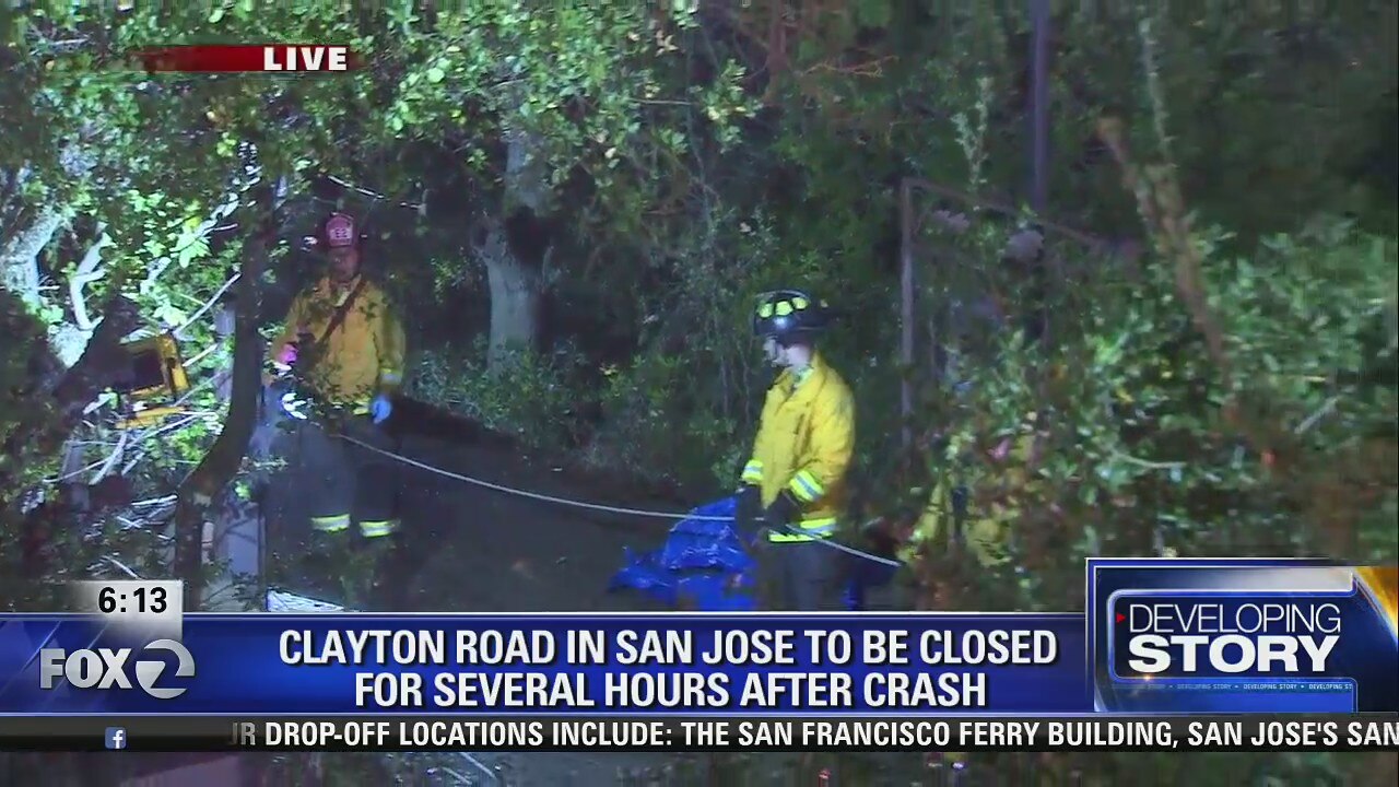 Car down embankment in San Jose