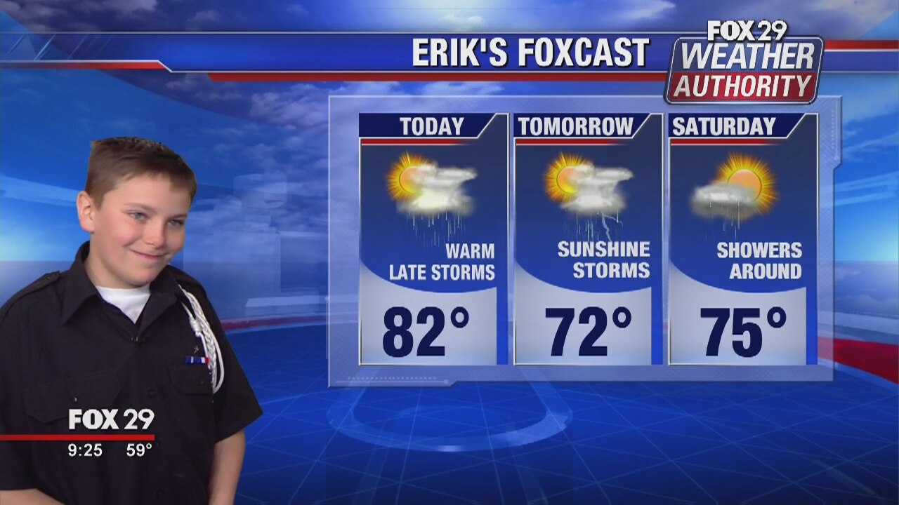 Cadet Erik Laskey helps Sue with the forecast!