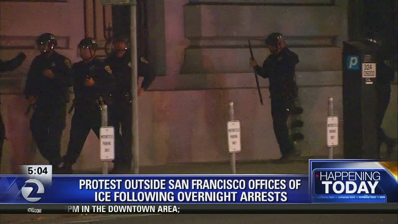 Protest outside ICE following overnight arrests over migrant children separations