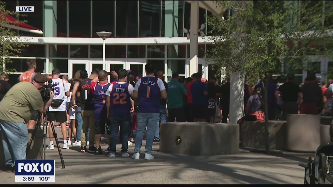Suns fans gather at Phoenix Suns Arena as Game 1 of NBA Championships