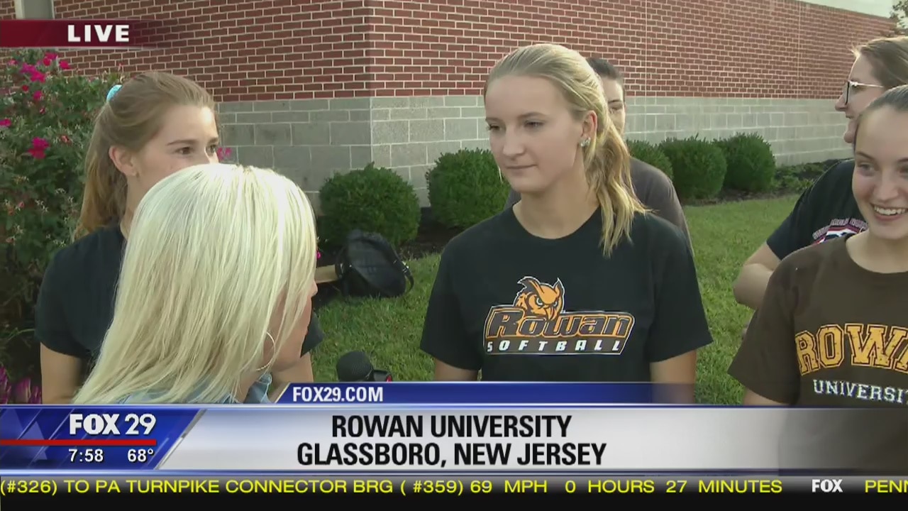 Jenn talks to the athletes at Rowan University