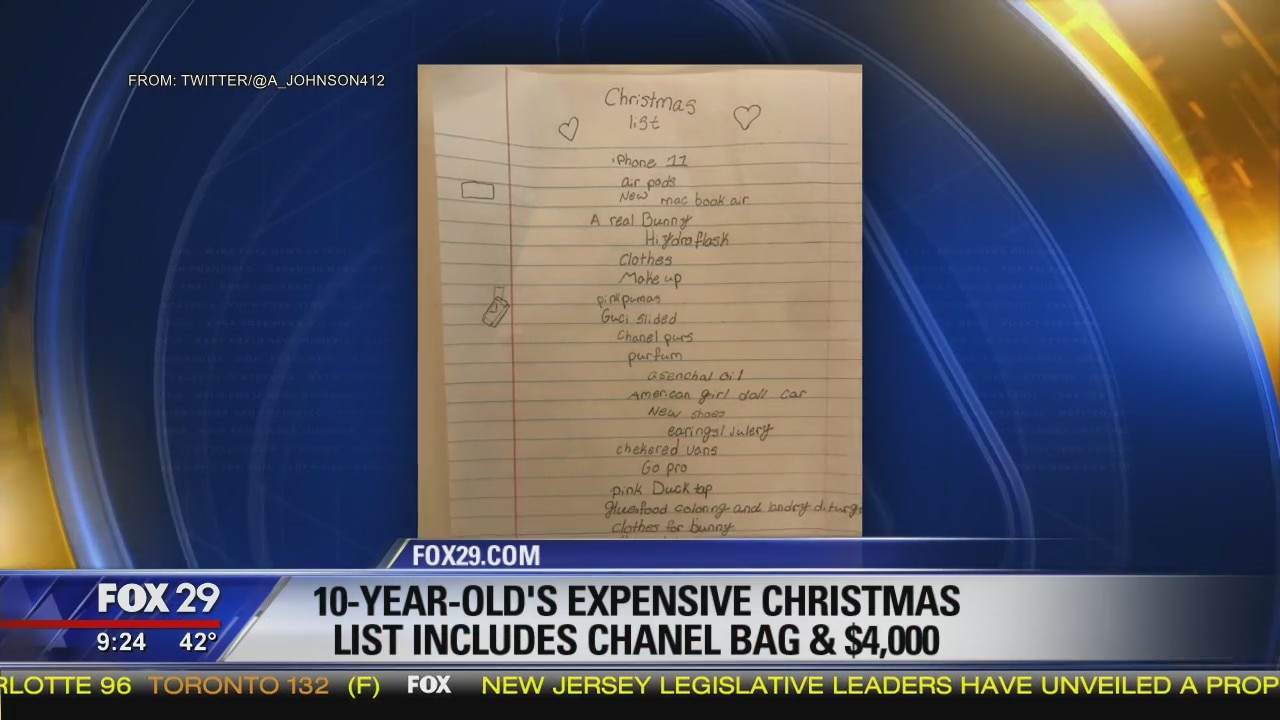 10-year-old's expensive Christmas list goes viral