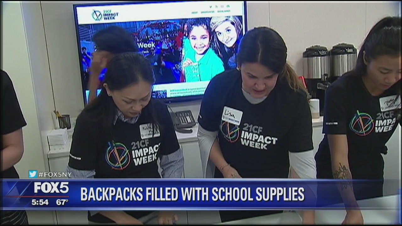 Backpacks filled with school supplies