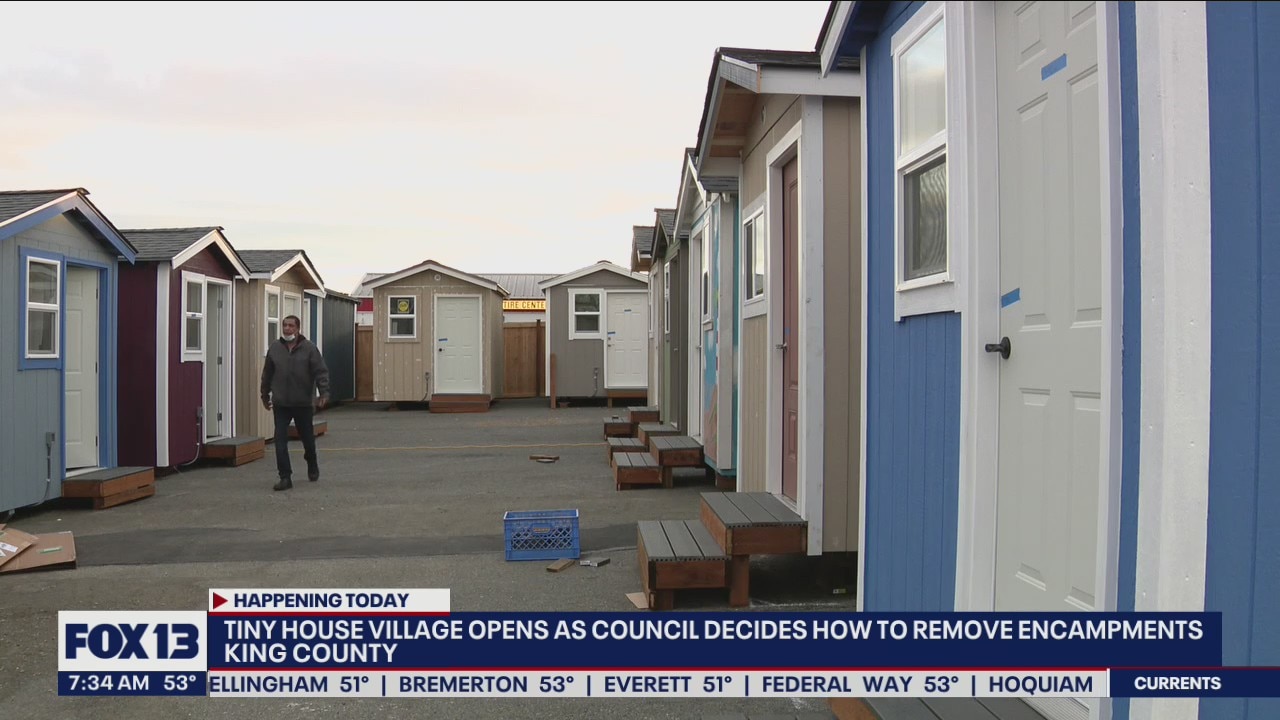 Tiny house village opens as King County Council decides how to remove encampments