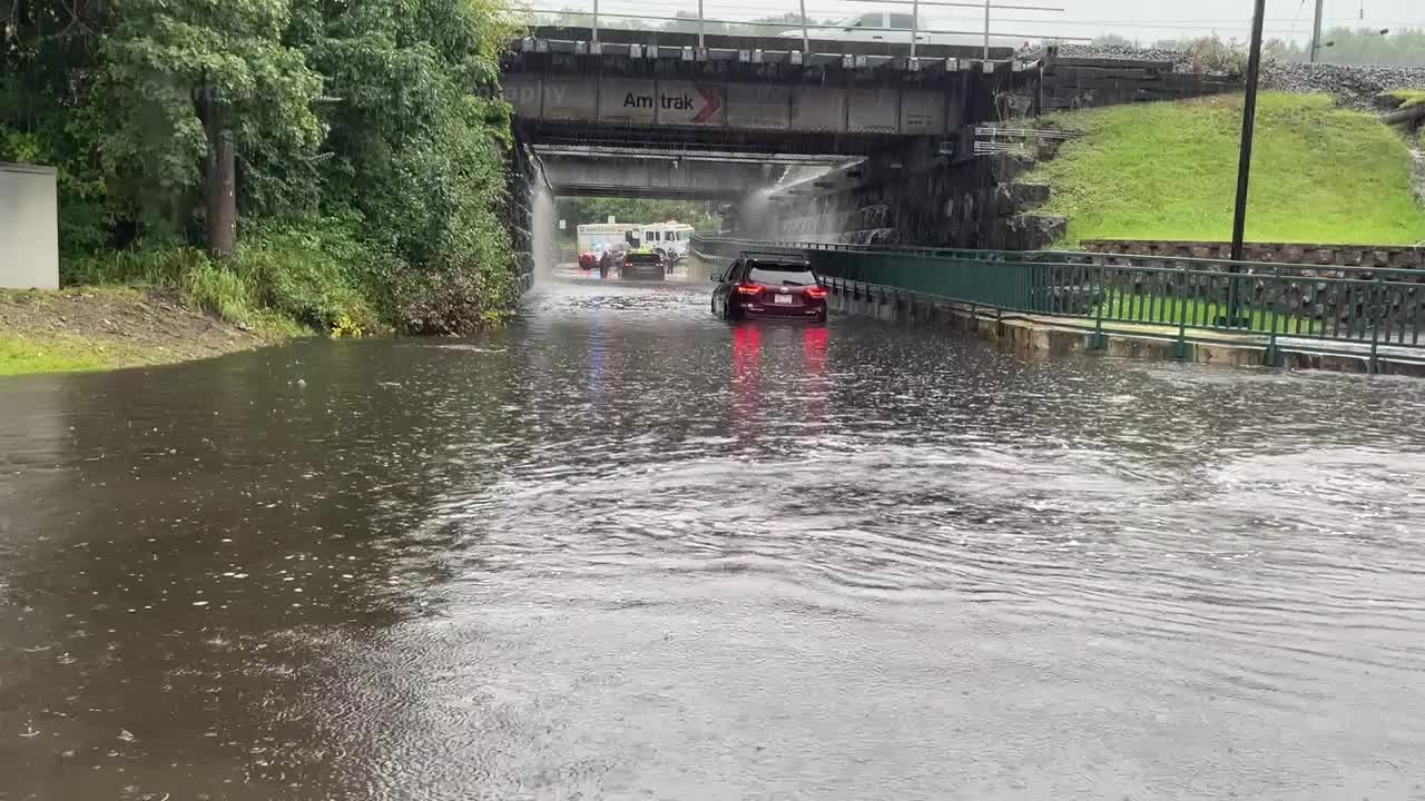 Family rescued from flooded car in Caln Township during heavy downpours