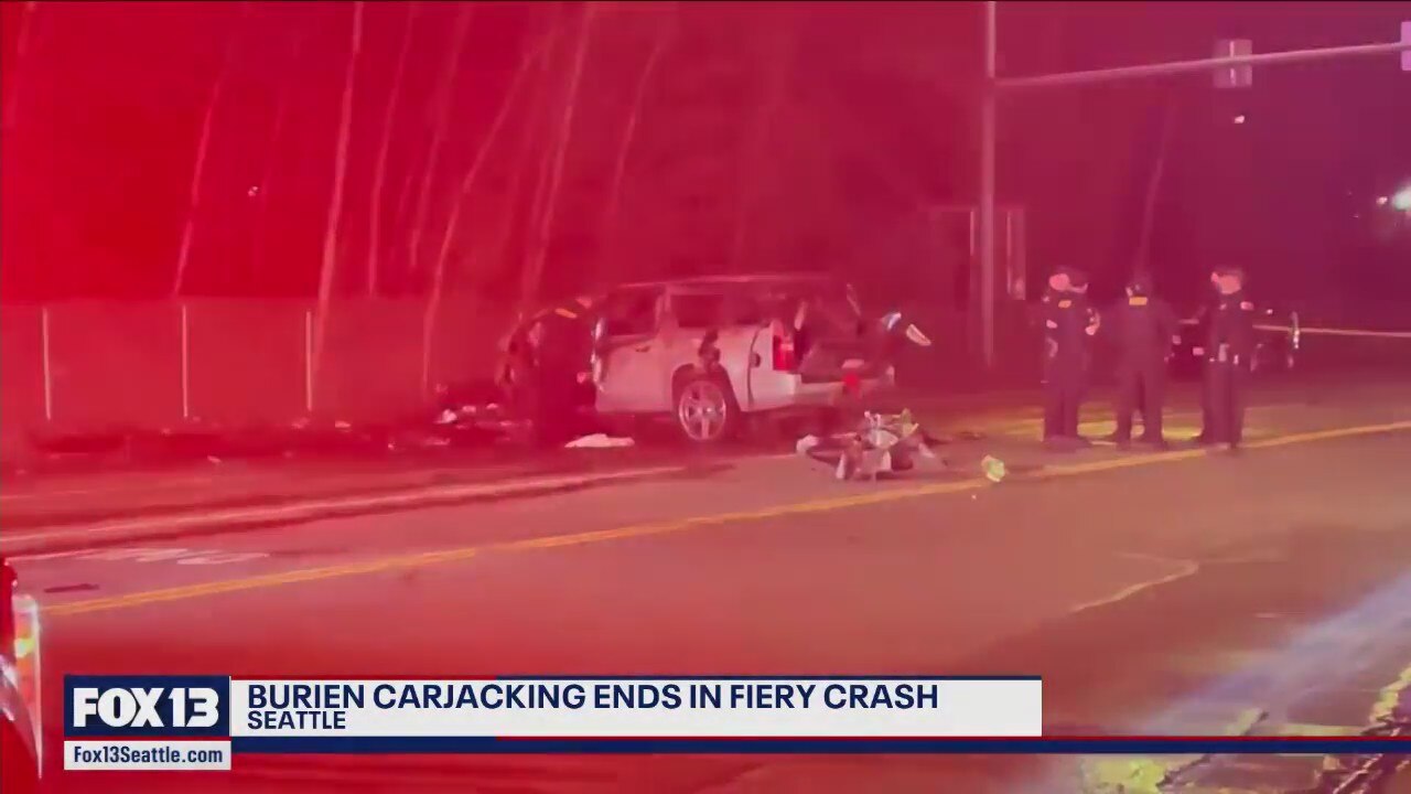Man in critical condition after carjacking leads to fiery crash