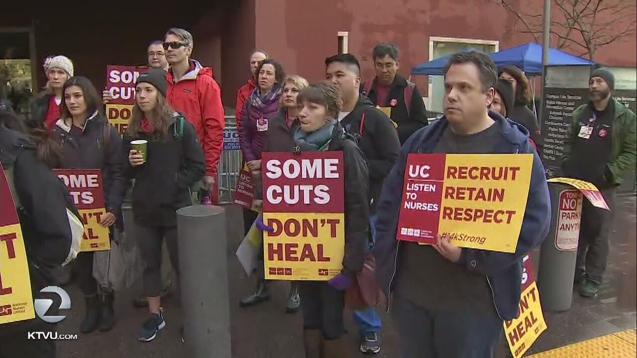 Nurses rally at UC hospitals as they negotiate for a contract