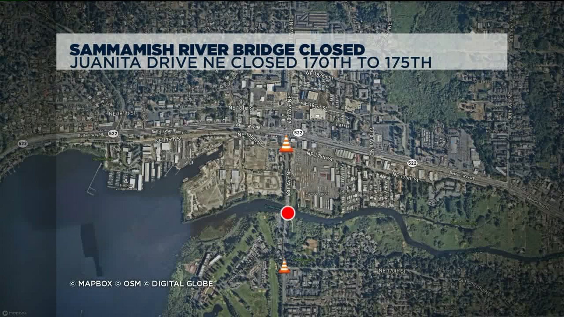 Sammamish River Bridge closed due to sinkhole