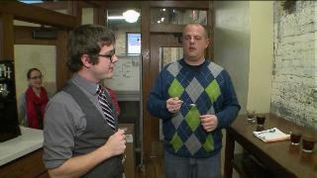 Tony talks with the coffee director of Stone Creek Cafe