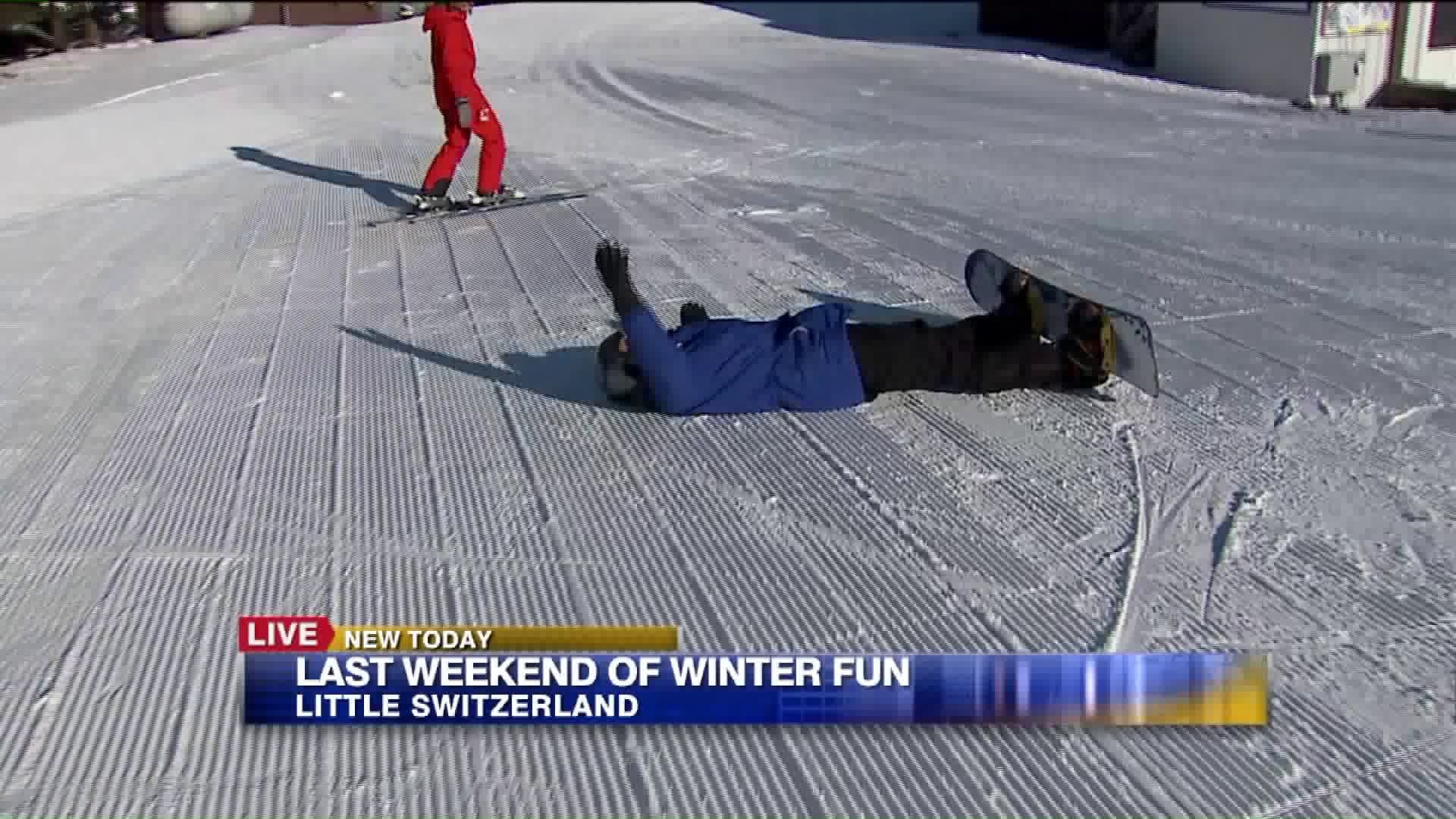 Carl has a blast snowboarding at Little Switzerland in Slinger