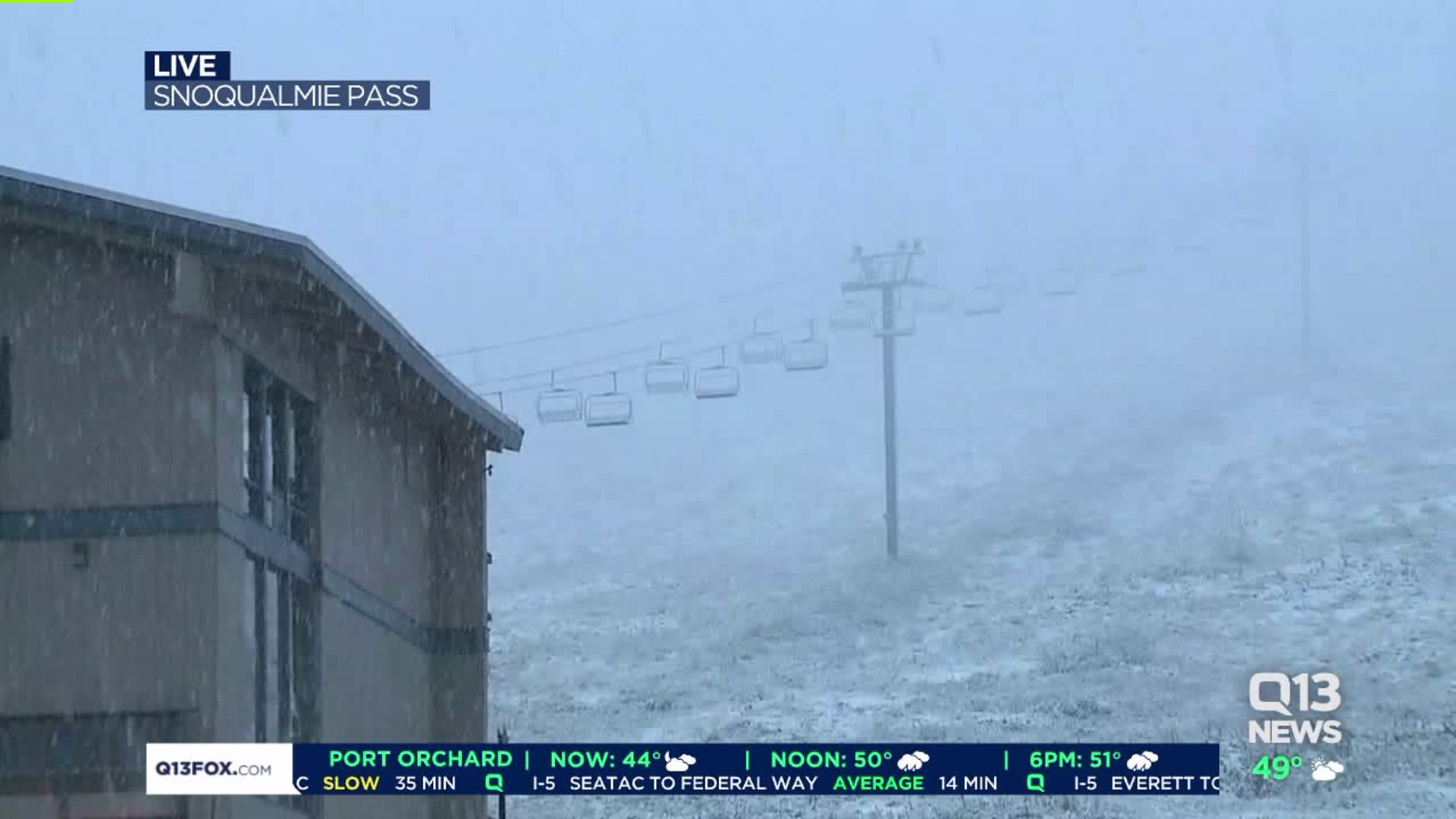 Snow sticking at Snoqualmie Pass