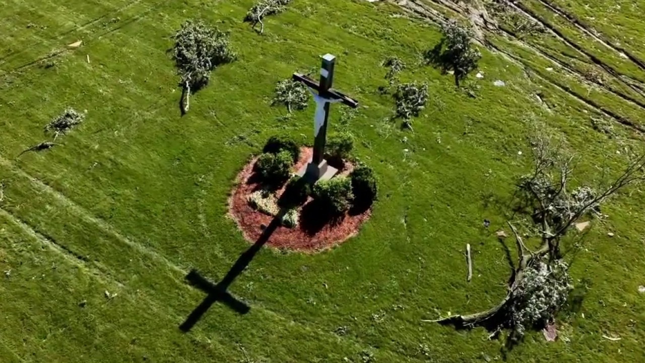 Crucifix remains standing amid wreckage after Indiana tornado outbreak