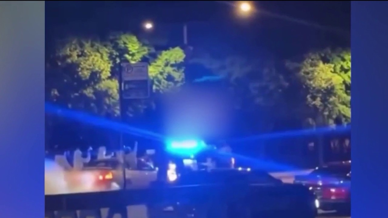 Chicago police car rammed during street takeover