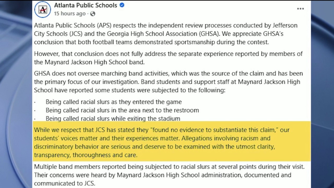 Atlanta Schools responds after racism claims denied