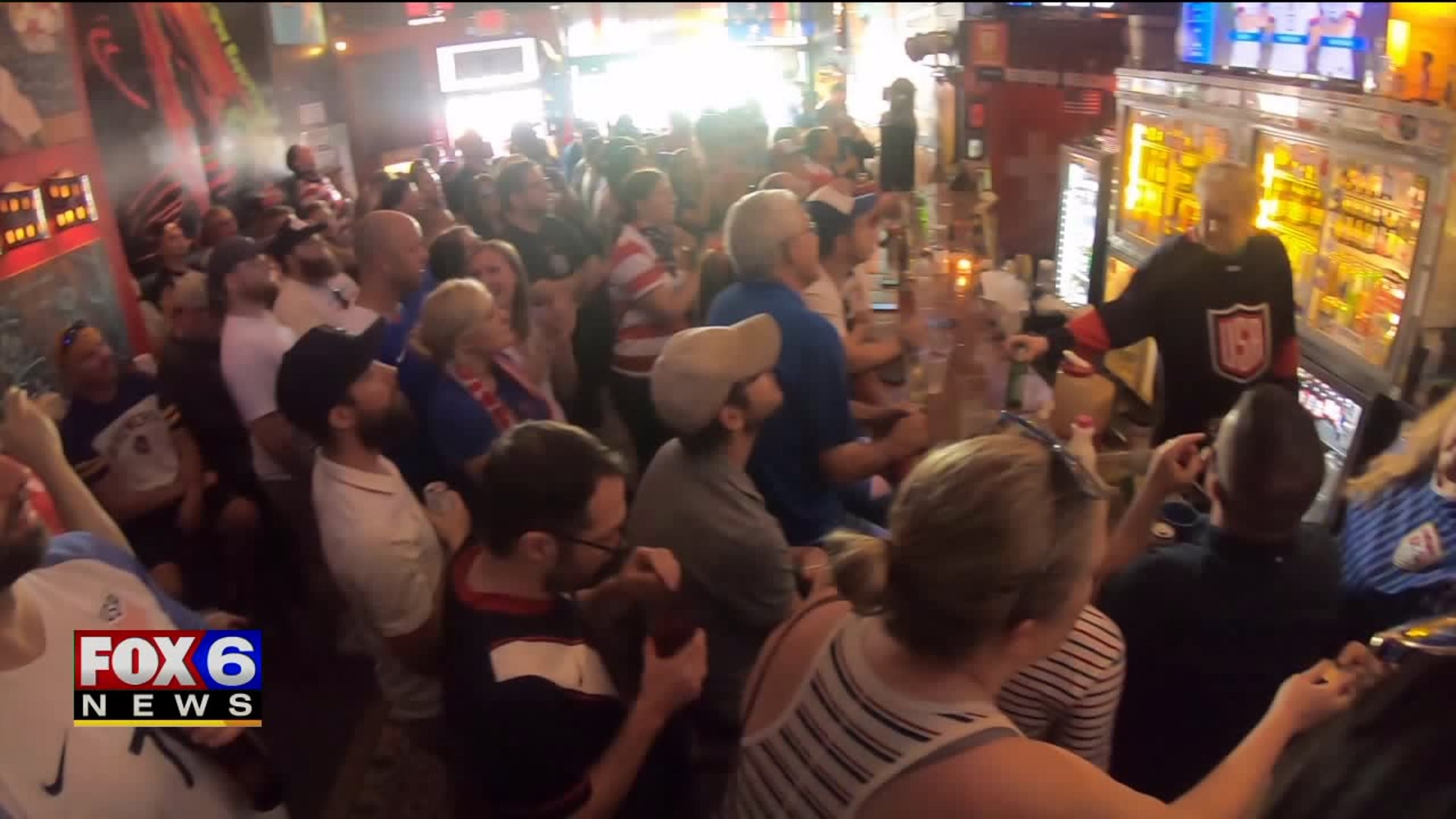 Soccer fans congregate at The Highbury Pub to celebrate USA`s World Cup win