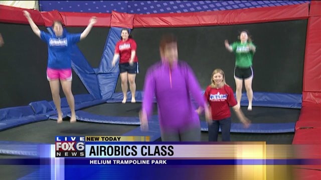 Burn off calories by using a trampoline