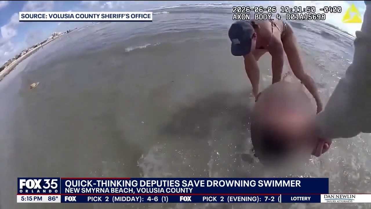 Deputies rescue drowning swimmer and revive her on Florida beach