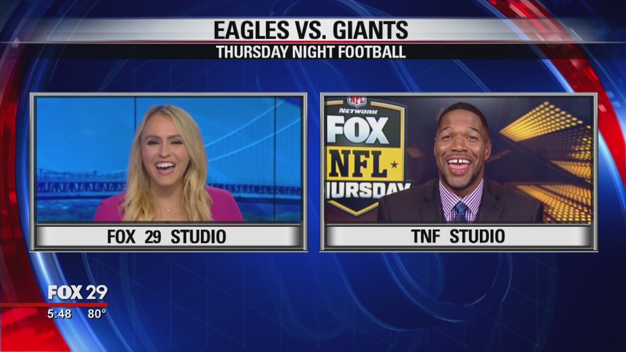 Kristen Rodgers and Michael Strahan chat Eagles Giants