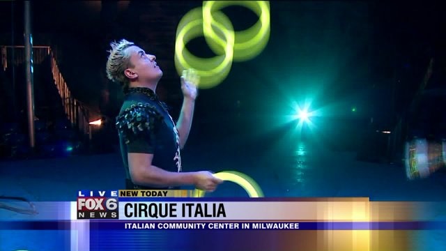 Justin checks out the jugglers in Cirque Italia