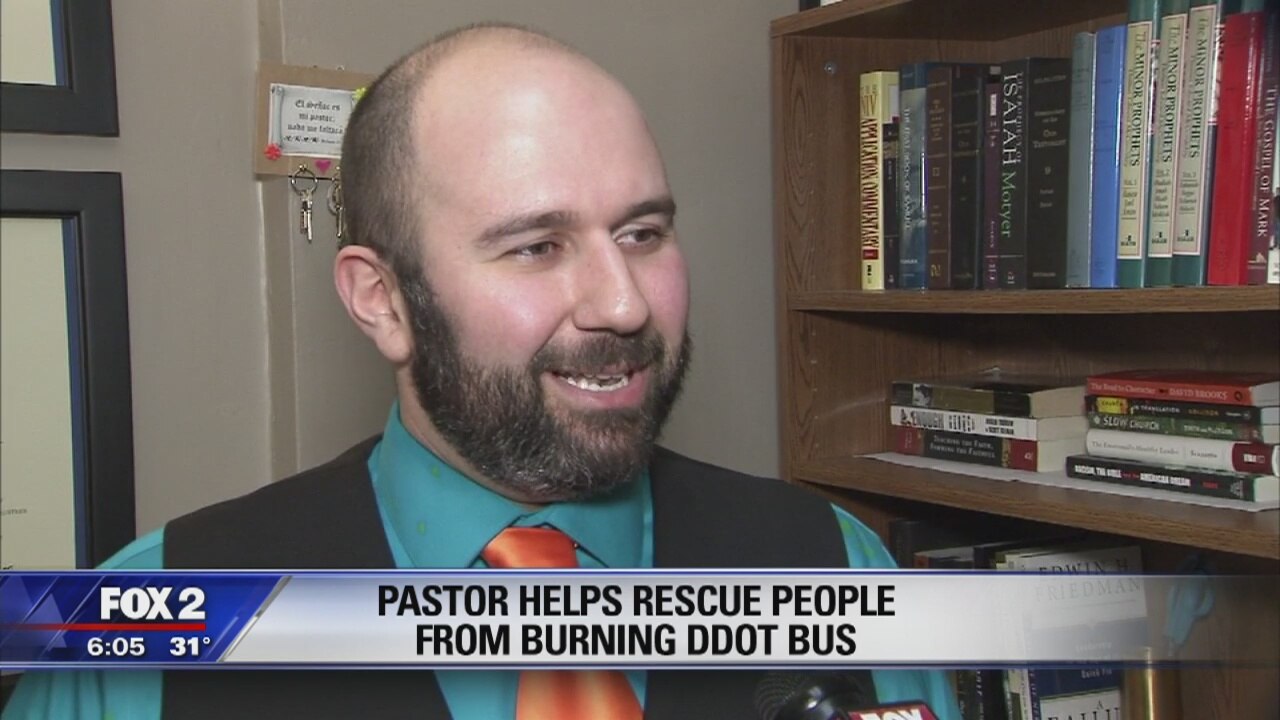 Pastor helps rescue people from burning bus