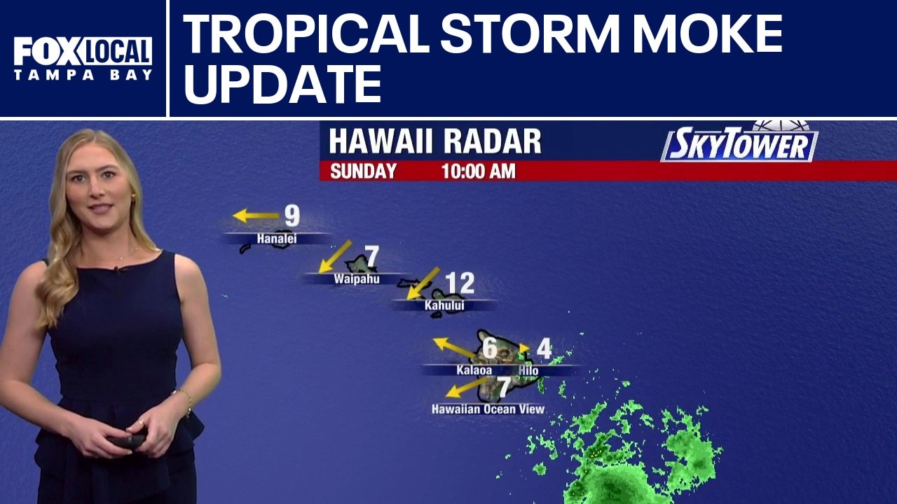 Tropical Storm Moke passes south of Hawaii