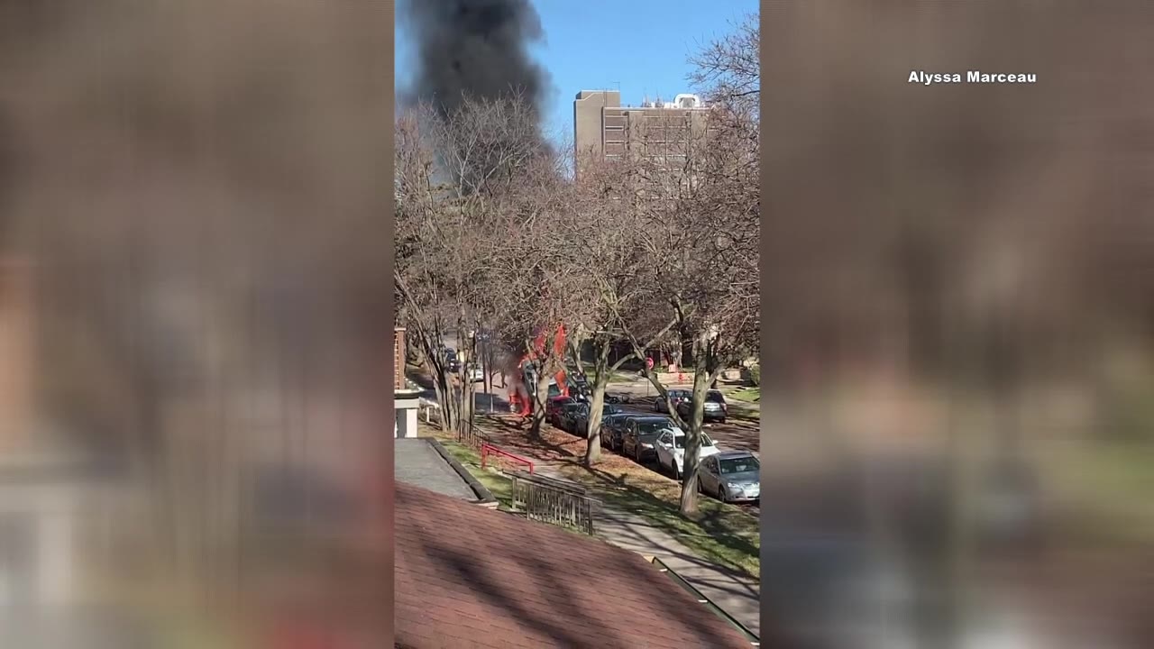 Crash, fire near UW-Milwaukee