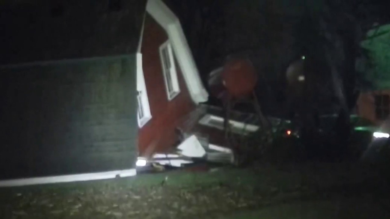 Barns flattened in Franklin during intense storm
