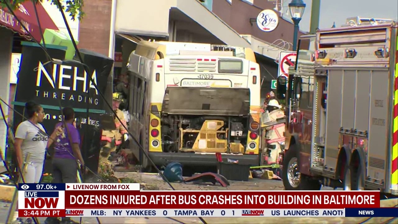 Dozens injured after bus crash in Baltimore County