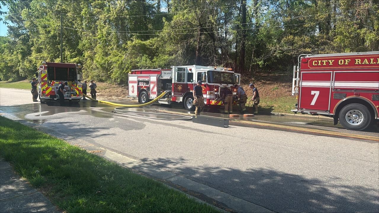 Raleigh fire crews investigate brush fire near Sunnybrook Road