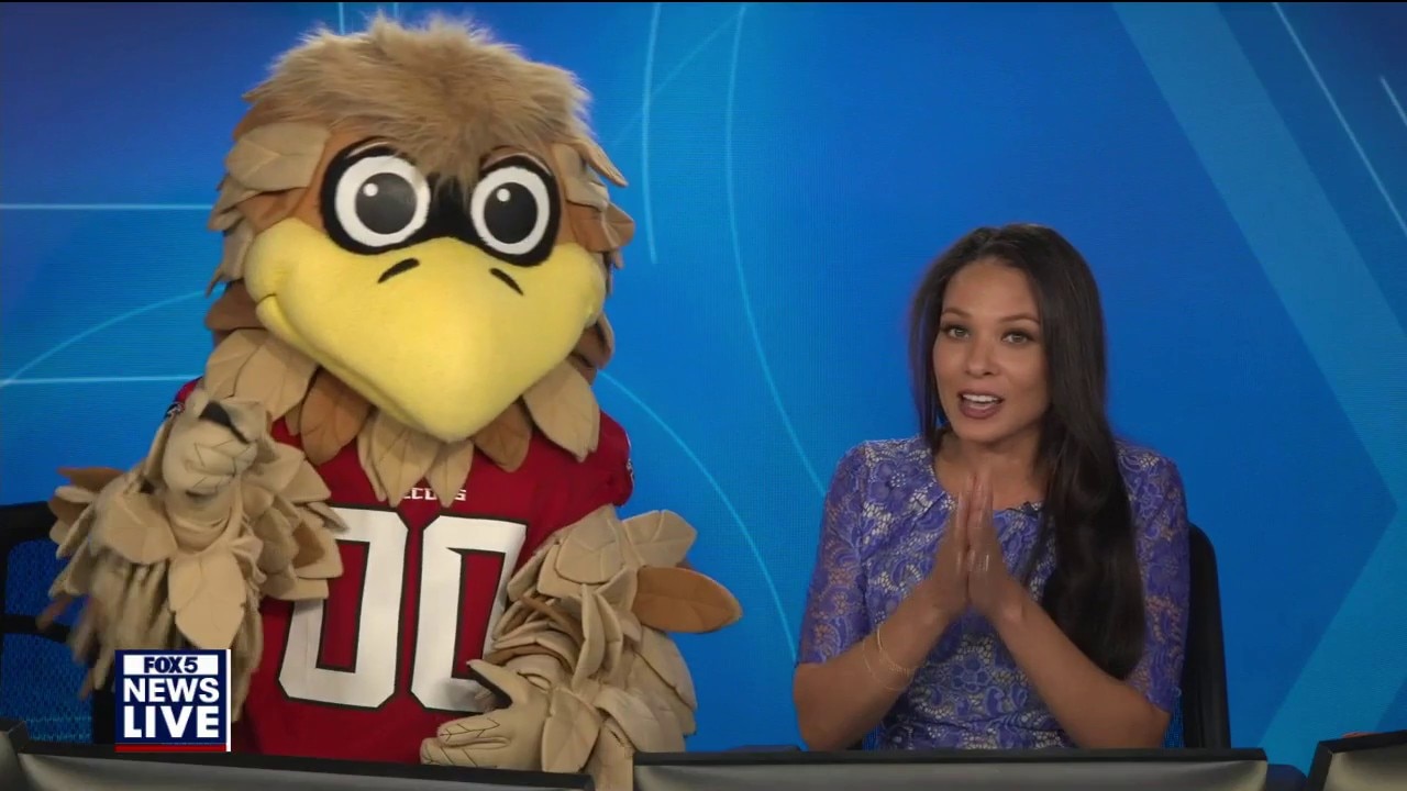 Freddie Falcon says 'Rise Up!' for Falcons vs. Panthers