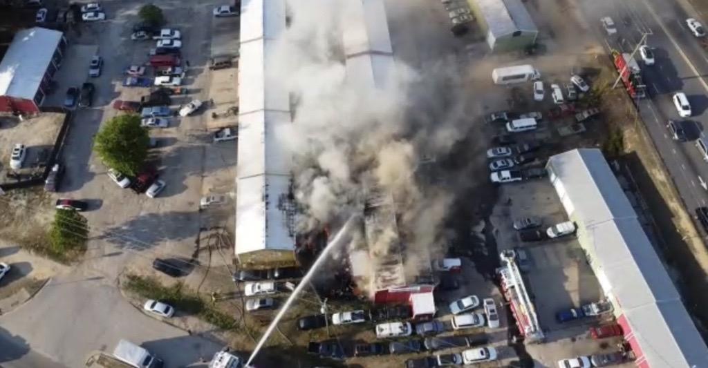 Caught on camera: Truck fire leads to two buildings catching on fire
