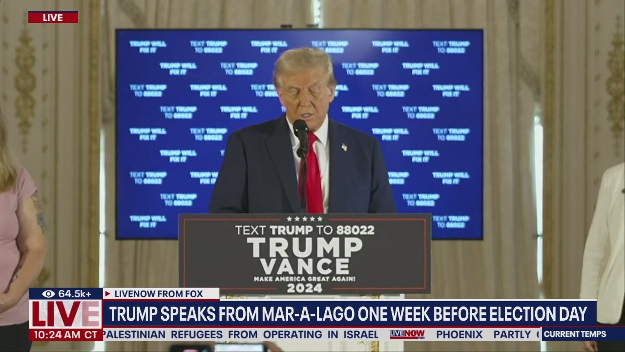 Trumps speaks from Mar-A-Lago with 1 week to go