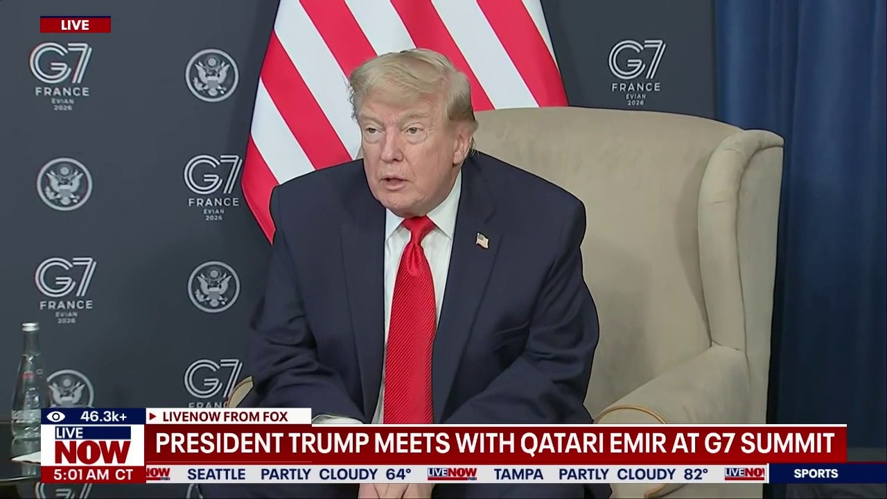 FULL REMARKS: Trump meets with Qatar leader at G7